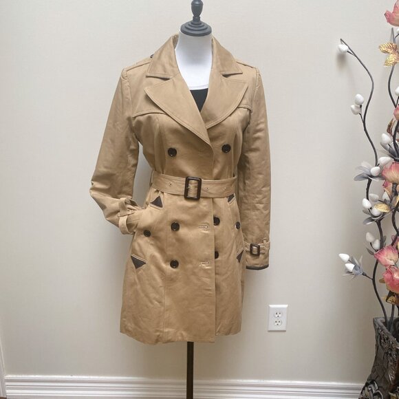 New Classic Tan Quilted Trench Coat - Picture 9 of 9
